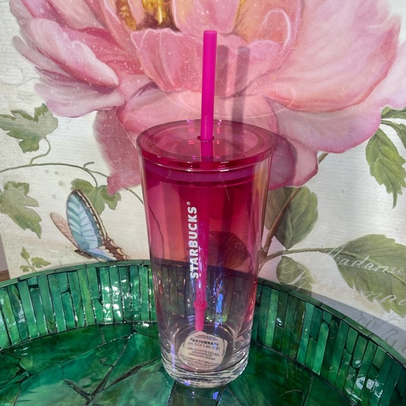 Starbucks 2023 Pink Peach Iridescent Gradient Ombre Glass Cold Cup Tumbler - Picture 2 of 3